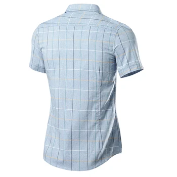 Мъжете лятото с къс ръкав ризи, връхни облекла ежедневни тънък каре риза нов мъжки памук голям размер риза рокля размер 5XL