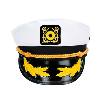 Мъжете шапка моряк капитан шапка черно бели униформи костюм партия cosplay етап на изпълнение на плосък Флота военна шапка за възрастни мъже жени
