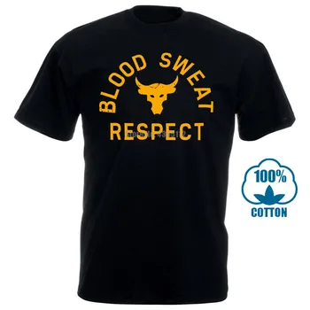 Мъжки Project Rock Blood Sweat Respect Graphic T-Shirt 2019 мъжка мода с къси ръкави Camisetas Slim Fit тениски