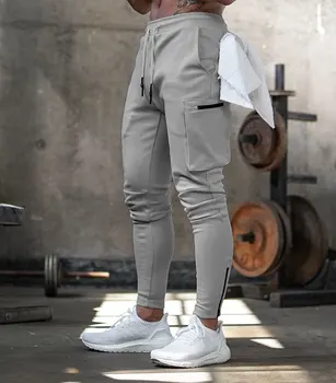 Мъжки бягащи джобни дизайнерски спортни панталони памук нов камуфлаж мъжки фитнес мулти-чифт дълги панталони, на мода тренировъчен костюм