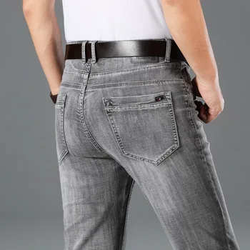 Мъжки Дънки Високо Качество Плътен Цвят Дънки За Мъже Тънки Директни Младежки Бизнес Ежедневни Панталони Мъжки Плюс Размер Slim Fit Дънкови Панталони