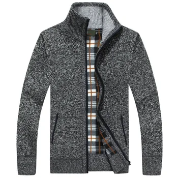 Мъжки ежедневни пуловер, палто зимна мода Марка за мъжка жилетка висока яка-джобове плетени връхни дрехи, палто, пуловер, мъжки