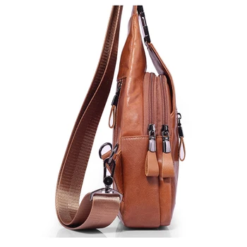 Мъжки ежедневни рамото Crossbody чанта естествена кожа с високо качество пътуване гърдите пакет ежедневни светкавица офис Messenger чанта гореща Sal