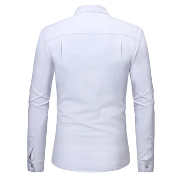 Мъжки ежедневни ризи мъжка риза с висока яка реколта придворная лейси риза с дълъг ръкав