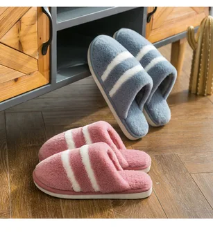 Мъжки и женски японски домашни меки памучни чехли есен и зима нескользящие Заек плюшени дебели топли памучни чехли и мека