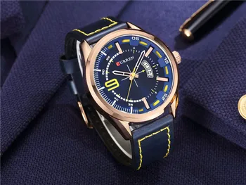 Мъжки модни стилни кожени часовници CURREN 2018 Business Casual Кварцов ръчен часовник с дата водоустойчив Relojes
