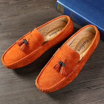 Мъжки обувки, мокасини Ежедневни обувки модерен мъжки обувки естествена кожа, мъжки мокасини мъжки мокасини слипоны мъжки апартаменти оранжево