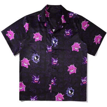 Мъжки Печат Хавайски Плажни Ризи Harajuku Градинска Облекло 2020 Лятото С Къс Ръкав Блуза Пънк Рок Унисекс Извънгабаритни Ризи Потници