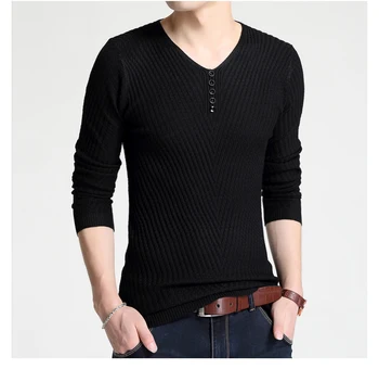 Мъжки Пуловер Brand New Clothing Случайни Пуловер С Дълъг Ръкав V-Образно Деколте Вязаная Мода Мъжете Pull Homme Мъжки Пуловери 2018