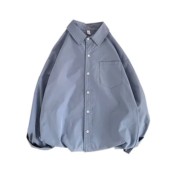 Мъжки ризи свободни ежедневни многоцветни класически Four Seasons тънък ревера риза с дълъг ръкав долна риза джобни върховете на Мъжко облекло