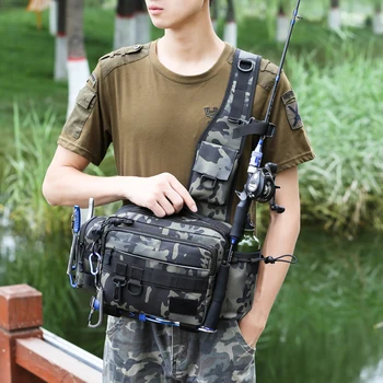 Мъжки тактическа поясная чанта туризъм поясная чанта открит армейски военно-ловен, спортен раница за катерене и къмпинг, Риболов пакет X312D