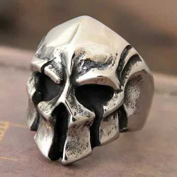 Мъжки уникален пънк готически череп маска от неръждаема стомана страхотен колоездач старинни пръстени