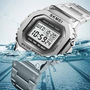 Мъжки часовници Спорт на открито ръчен часовник топ-марка SKMEI алармен часовник от неръждаема стомана за обратно отброяване цифрови часовници за мъже reloj hombre