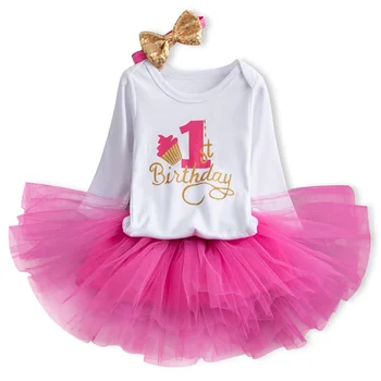 На 1-ви рожден ден облечи новородено бебе момиче облекло детската Принцеса костюм за момичета ами парти за носене на малко дете летни дрехи