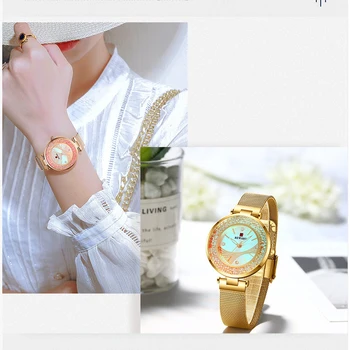 Награда дамски часовници Диамант циферблат луксозна марка неръждаема стомана дами тенденция Кварцов ръчен часовник Водоустойчив часовник женски подаръци