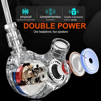 Най-новият Fenge F4 Double Unit Drive In Ear слушалки бас субуфер HIFI 4D Sound Music слушалки Type C слушалки за телефон