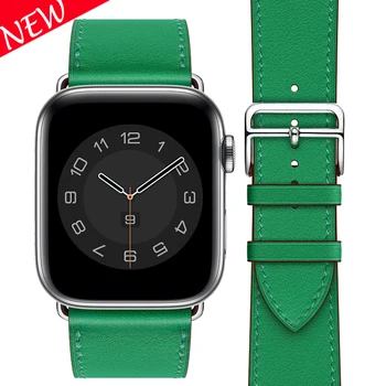 Най-новият единична обиколка на кожена каишка за apple watch 6 5 4 3 2 1 smart watchbands iwatch 38 мм 42 мм 40 мм 44 мм колани
