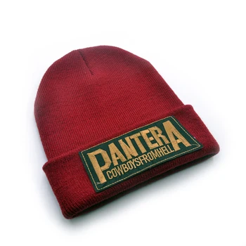 Най-новият модел на Pantera логото на вълна шапки, 6 цвята плета мъжки зимни шапки за мъже жени Шапчица топла шапка Плетиво на една кука, шапка, шапка памук