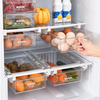 Най-новият хладилник, вградена кутия спестяване на пространство пластмасови домакински контейнер за съхранение на кухненски кутия за съхранение