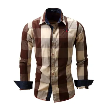 Най-продавания продукт през 2020 г., Нова европейско-американската мъжки ежедневни риза с дълъг ръкав, памучни клетчатая риза мъжки дрехи