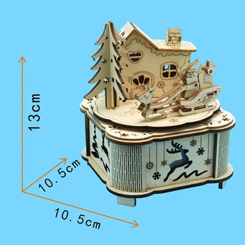Направи си САМ творчески дървени пъзели комплект модел Събрание Музикална ковчег с led подсветка образователни играчки на децата весела Коледа подаръци