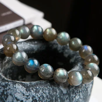 Наскоро естествен синя светлина Лабрадорит Crystal кръгли мъниста гривна 12,5 мм изцеление на мода скъпоценен камък за жените на мъже, ТА