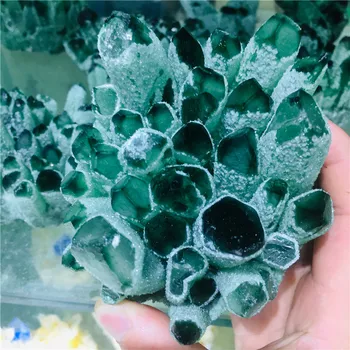Наскоро открит зелен кристален кварц клъстер минерал проба изцеление