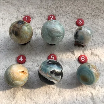Натурален Карибски калцит кристална топка Power Ball Кълбо естествени камъни и минерали, лечебни рейки за домашен декор