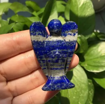 Натурален Лазурит кварцов кристал ръчна дърворезба Ангел