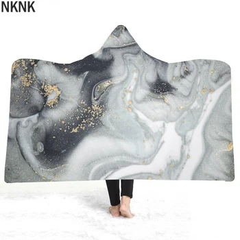 Натурален мрамор модел от плюш с качулка одеяло 3D печатни топли одеяла Шерпа руно одеяла Nap одеяло уникален диван - легло на кутията