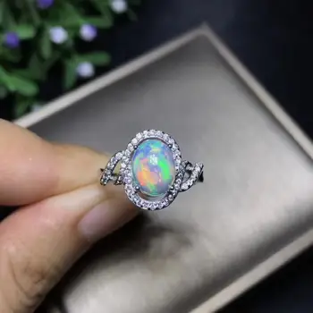 Натурален опал Дамски пръстени променят цвета на огъня загадъчна сребро 925 проба красив цвят скъпоценни камъни