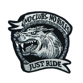 Не клуб няма правила петна вълк единак просто се вози колоездач мотоциклет апликация пънк размера на гърдите бродирани лепенки за дрехи яке