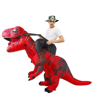 Необичайни талисман динозавър Надуваем костюм за възрастни мъже жени се вози на Дино Хелоуин костюми cosplay рокля Коледа T-rex костюм