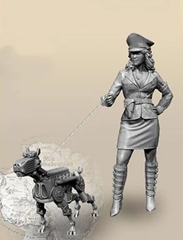 Неокрашенный комплект 1/35 woman stand with dog fantasy Resin Figure миниатюрен гаражно комплект