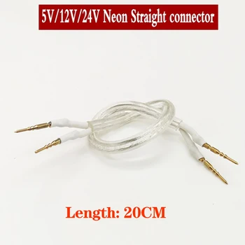 Неоновите конектор 2Pins с кабел за DC12V DC24V DC5V AC220V AC110V одноцветный Led Neon Въже Middle Connection Бяла, 40 бр