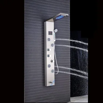 Неръждаема стомана led душ-панел кран монтиран на стената СПА масаж система душ-колона и система за цифров екран за температура