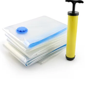 Нов 1/4/8шт домашен удобен вакуум чанта за съхранение на дрехи чанта с капак прозрачен сгъваем компресиран органайзер спестявания запечатване