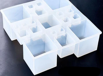 Нов 1set=20pcs двадесет квадратни квадратни кубчета огледало гладка мухъл епоксидна смола инструменти с различни размери смола форми за бижута занаяти