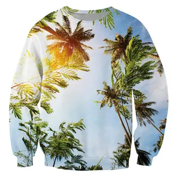Нов 2016 хип-хоп дрехи мода 3D Printted мъжки небето Cocont дърво печатни блузи и сака мъжки пуловер Crewneck