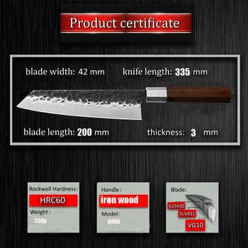 Нов 2020 японски кухненски нож ръчна изработка Kiritsuke нож на главния готвач инструменти за готвене, дървена дръжка високо качество на остра секира продукти