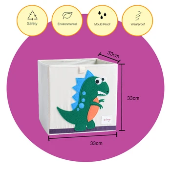 Нов 3D карикатура на животните бродерия сгъваема кутия за съхранение се измива с кърпа Оксфорд багажник чанта за съхранение на детски играчки организатор 33*33 * 33 см силози