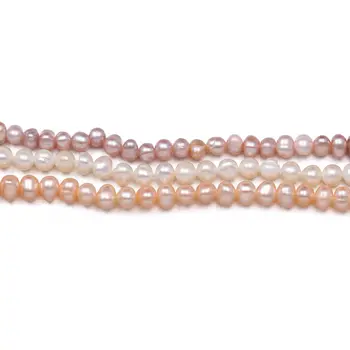 Нов AA кръг бяло розово лилаво сладководни перли, мъниста прост и стилен направи си САМ бижута подарък размер 3-4мм