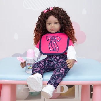 Нов Arrial 60 см возрожденный дете кукли Menina дълга коса реалистични меки силиконови тъкани на тялото на новородено bebe Boneca играчки на децата подарък