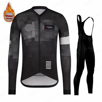 Нов Raphaing зима топлинна руно комплект Колоездене мъжките дрехи Джърси костюм Спорт езда на велосипед МТВ облекло лигавник панталони топли комплекти Ропа