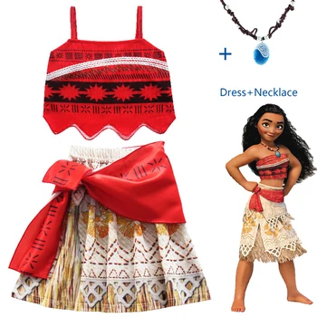 Нов Vaiana Moana Princess cosplay костюм за деца обличам костюм с огърлица за Хелоуин костюми за деца подаръци за момичета