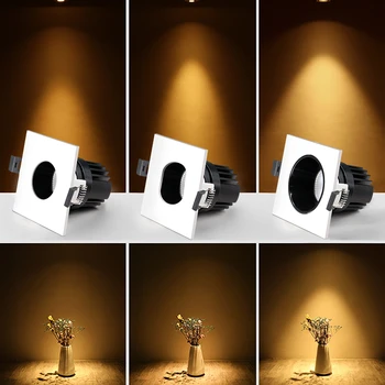 Нов-вградени лампа квадратен антибликовый led тавана лампа 4 стила Dimmable Led Spot Lamp за салона на хотел AC110V 220V