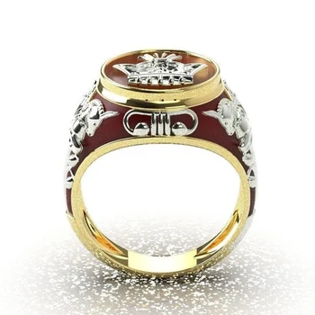 Нов дизайн на червено му безименен пръст, мода бижута метал кон Crown модел на брачни халки за мъже жени Z5M506