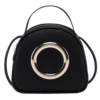 Нов изкуствена кожа жени кофа Чанта мода кръг части Crossbody чанта женски малки чанти