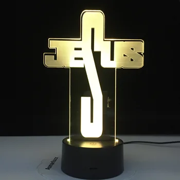 Нов Исус 3d лампа, акрилни Сензорен прекъсвач цветни настолна лампа визуален наклон визуален стерео лека нощ за деца Коледен подарък