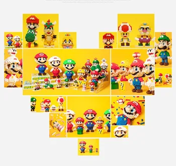 Нов комин Mario Bros фигура Диамант градивен елемент Juguetes Luigi модел 2100 бр.+ сглобени Mirco тухли играчки за деца